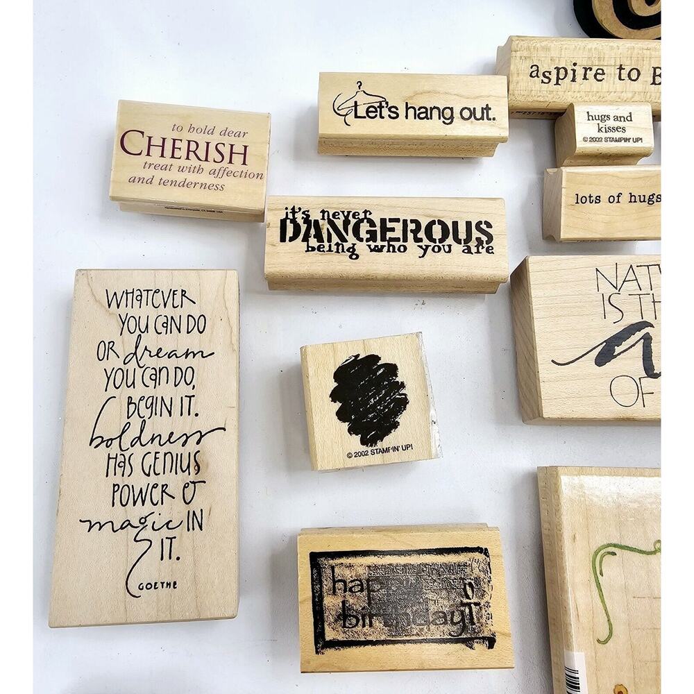 Lot of 46 Wood Mounted Rubber Stamps Various Sizes & Brands Holidays Inspiration